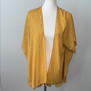 Honeyme Yellow Floral Kimono Short Sleeve Oversize Cardigan Women's Small